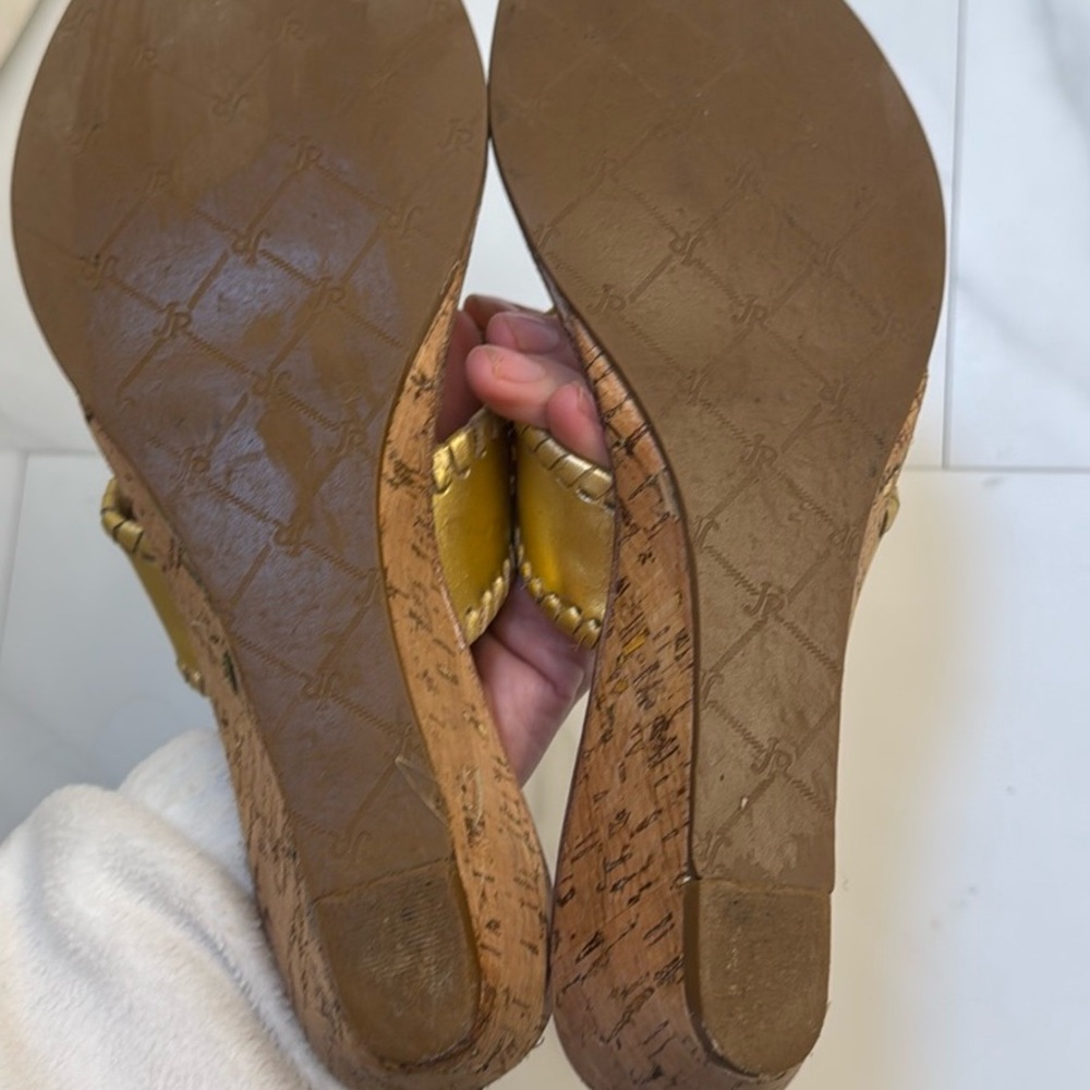 Jack Rogers Gold Wedge Thong Sandals - Picture 3 of 8